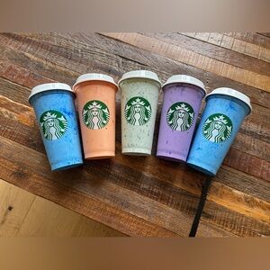 Starbucks Multicolor Reusable Cup Collection. 16 oz with lids.